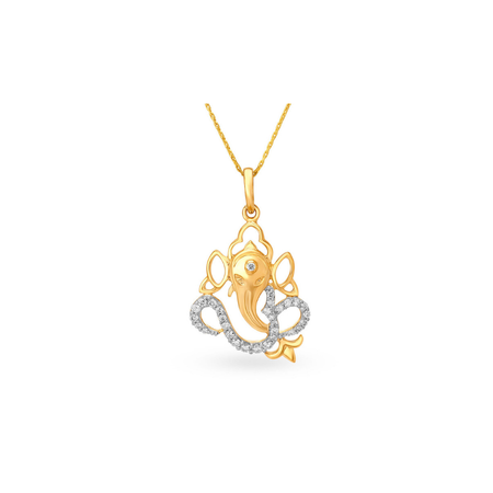 Traditional Divine Diamond Ganesha Religious Pendant